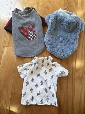Set of 3 Cozy Dog Shirts - Fleece, Plaid Heart, and Cactus Print